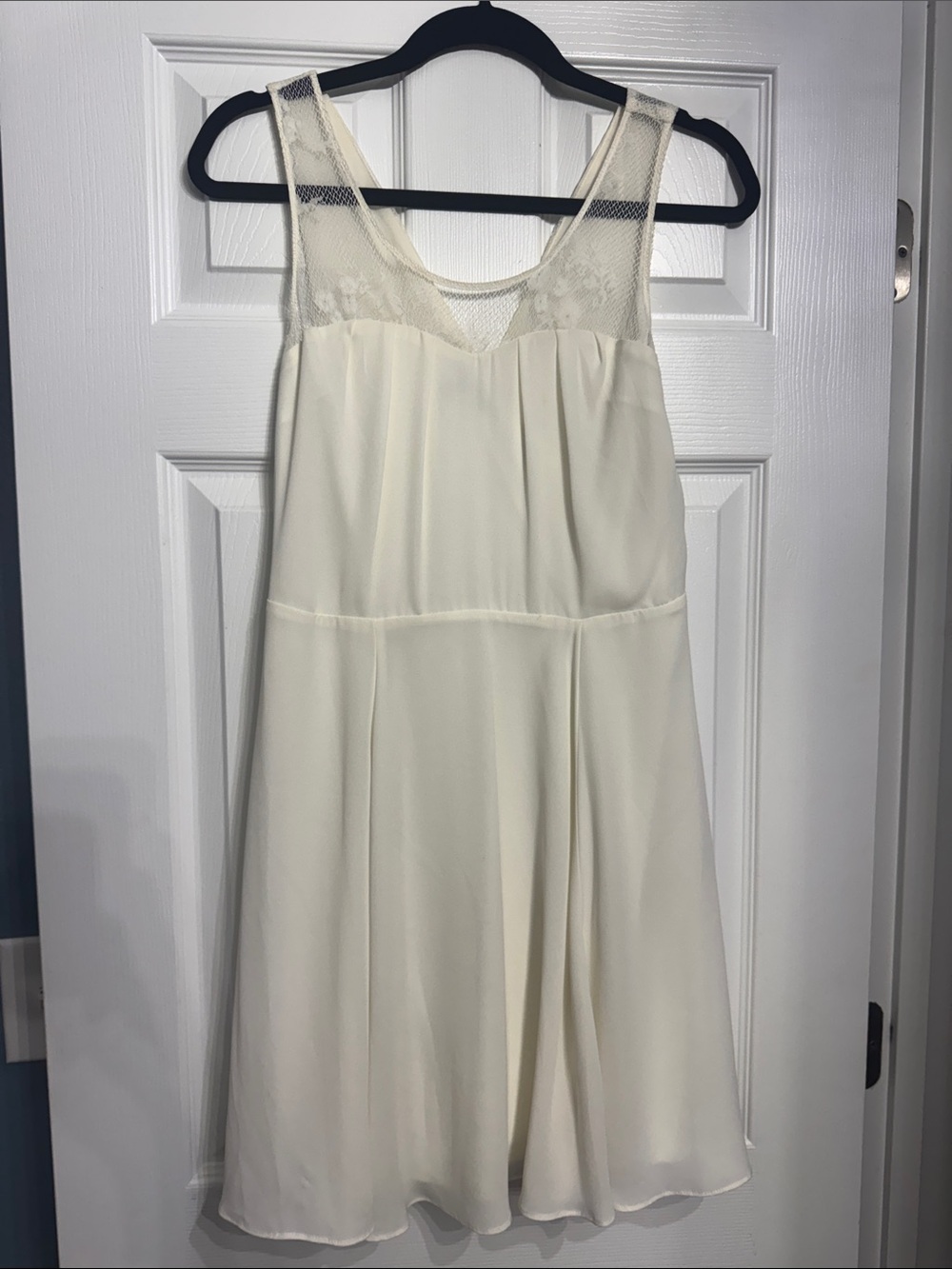 Express Cream Lace Yoke Slip Dress